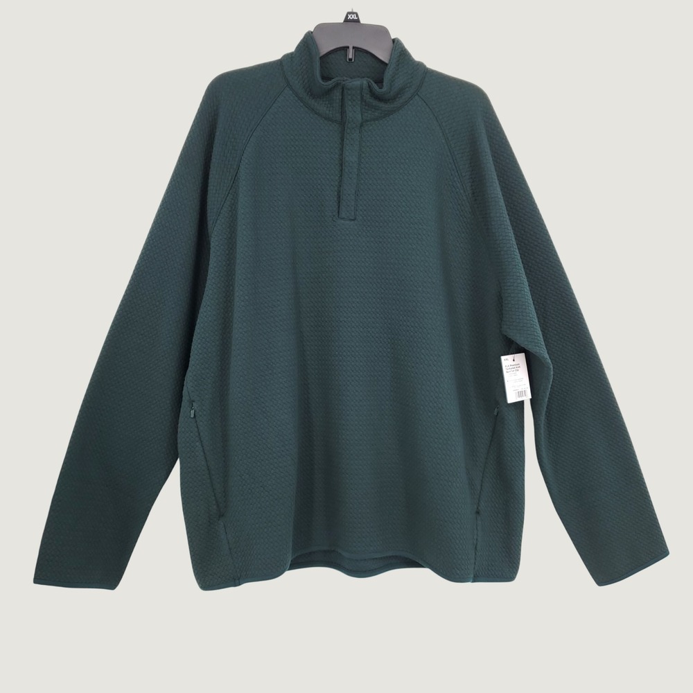 FLX‎ Premium Textured Knit Quarter Snap Pullover XXL Eternity Green Zip Pockets